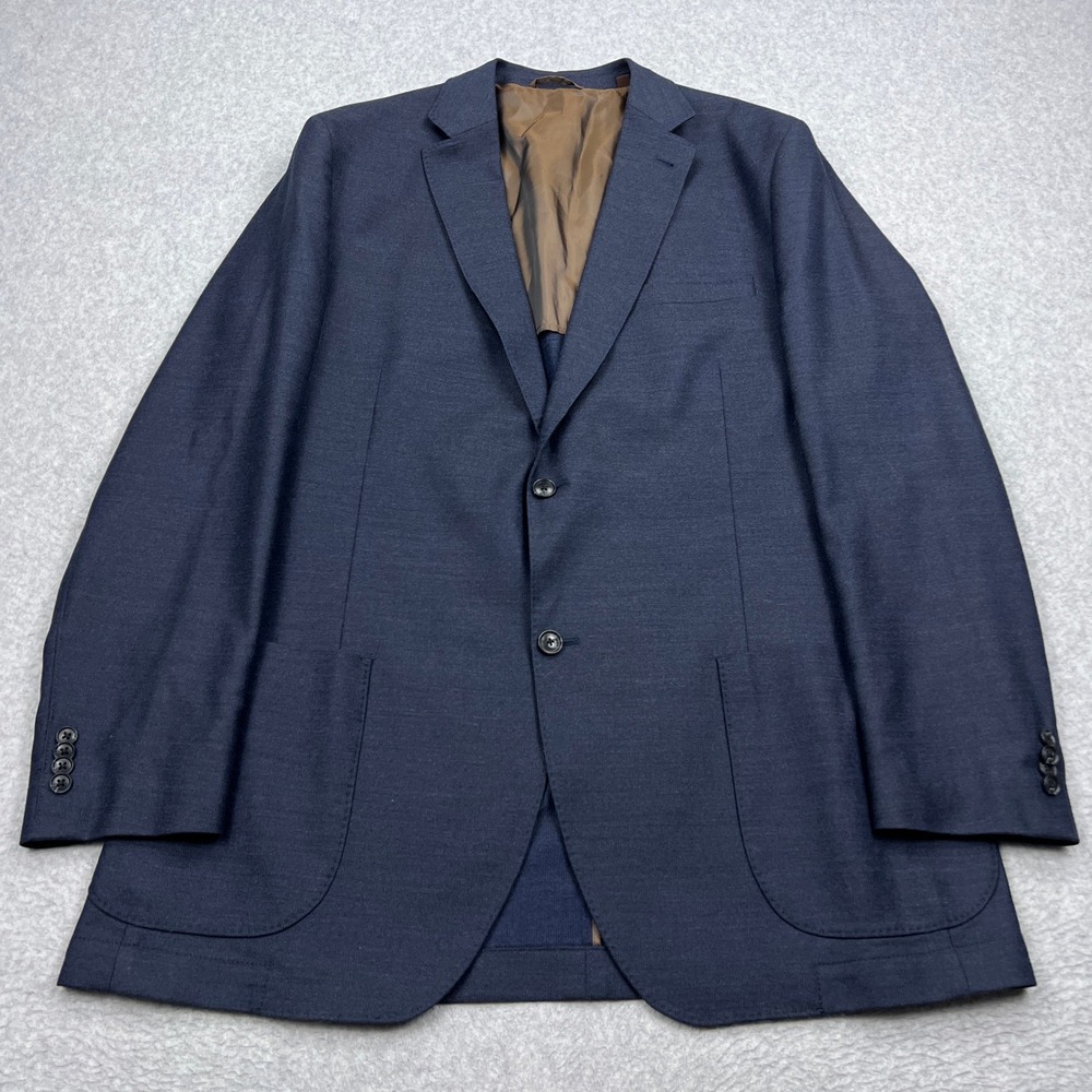 Kroon Sport Coat Mens 46 XL Navy Blue Wool Pockets 2-Button Luxury Blazer Jacket